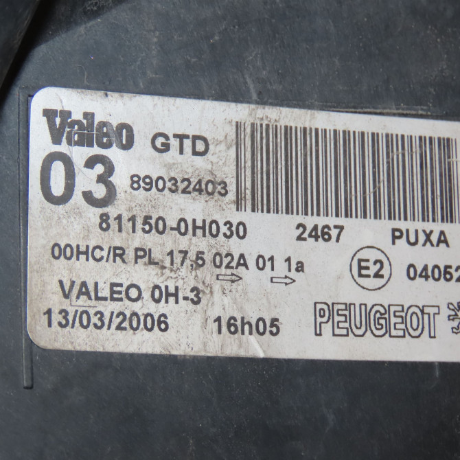 Phare gauche occasion PEUGEOT 107 Phase 1 06-2005->12-2008 1.0i 12v 620874 3