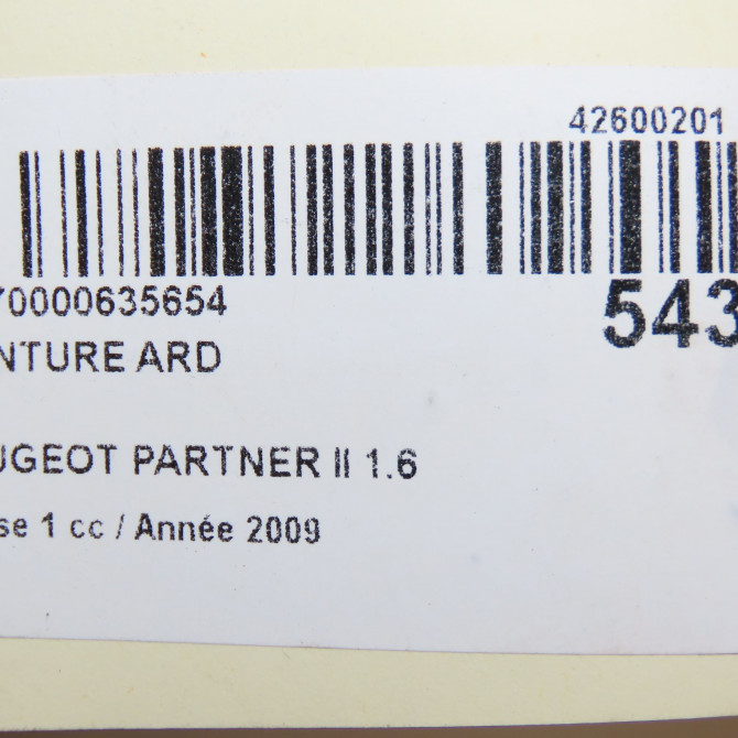 Ceinture arrière droite occasion PEUGEOT PARTNER II Phase 1 05-2008->03-2012 1.6 HDI 90ch 8975QT 6