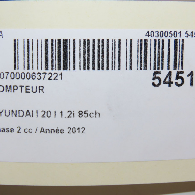 Compteur occasion HYUNDAI I 20 I phase 2 06-2012->03-2015 1.2i 85ch 940131J010 5