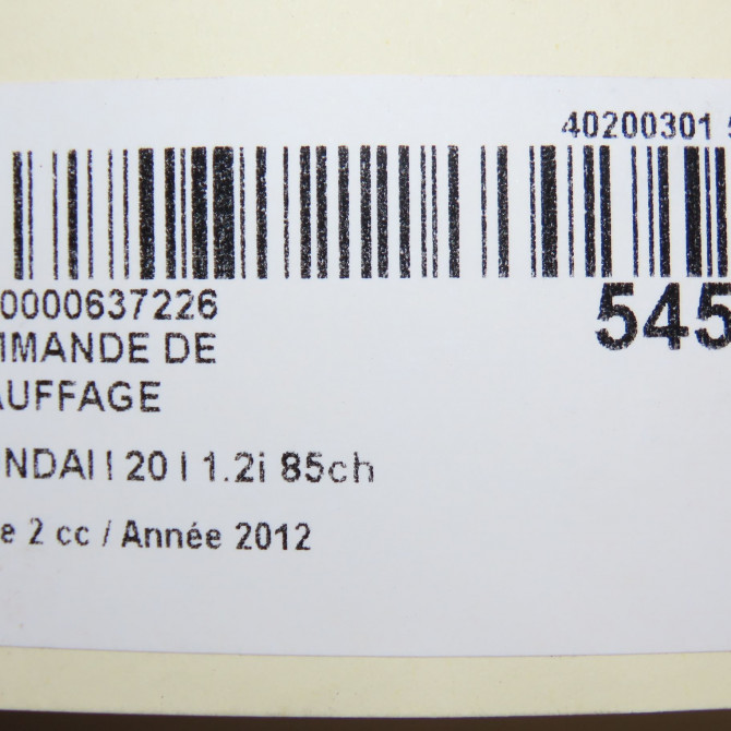 Commande de chauffage occasion HYUNDAI I 20 I phase 2 06-2012->03-2015 1.2i 85ch 972504P350BLH 6