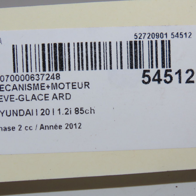 Mecanisme+moteur leve-glace ard occasion HYUNDAI I 20 I phase 2 06-2012->03-2015 1.2i 85ch 834041J010 6