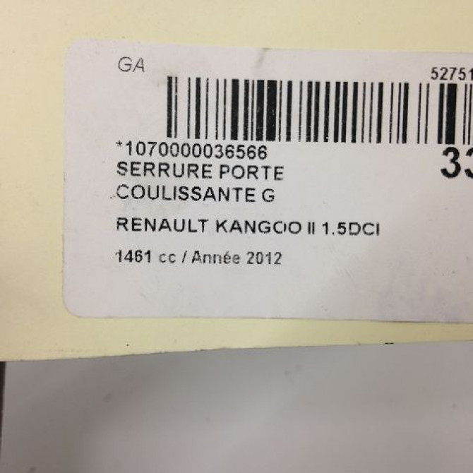 Serrure porte coulissante g occasion RENAULT KANGOO II Phase 1 01-2008->03-2013 1.5 DCI 90ch 8200542358 4