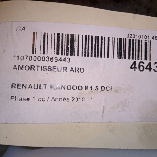 Amortisseur arrière droit occasion RENAULT KANGOO II Phase 1 01-2008->03-2013 1.5 DCI 70ch 8200868514 3