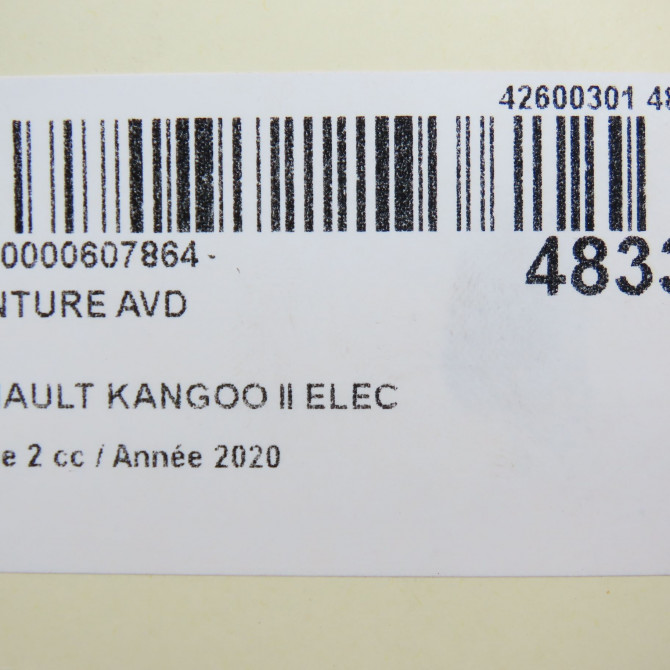 Ceinture avant droite occasion RENAULT KANGOO II Phase 2 01-2013->... ELEC 8200448760 6