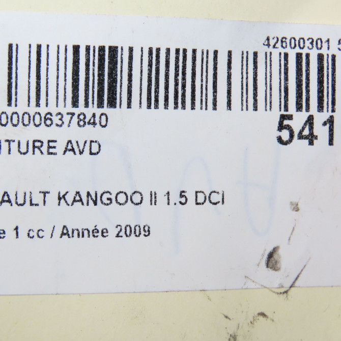 Ceinture avant droite occasion RENAULT KANGOO II Phase 1 01-2008->03-2013 1.5 DCI 85ch 8200448760 5
