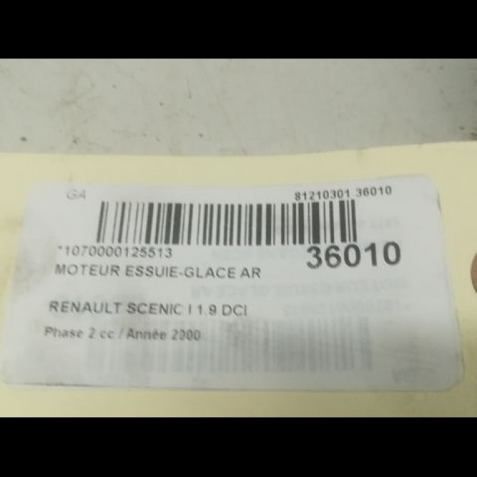 Moteur essuie-glace arrière occasion RENAULT SCENIC I Phase 2 08-1999->06-2003 1.9 DCI 100ch 7700437775 3