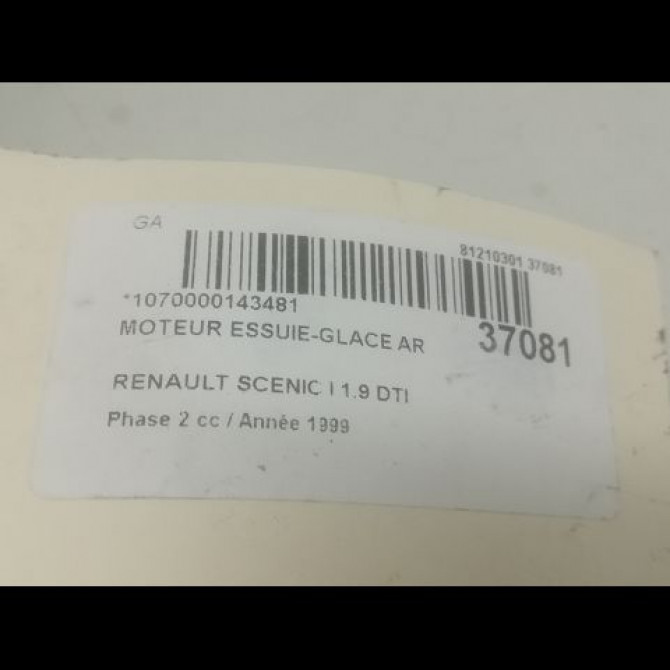 Moteur essuie-glace arrière occasion RENAULT SCENIC I Phase 2 08-1999->06-2003 1.9 DTI 100ch 7700437775 3