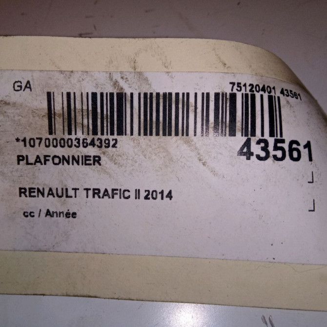 Plafonnier occasion RENAULT TRAFIC II 264306877R 4