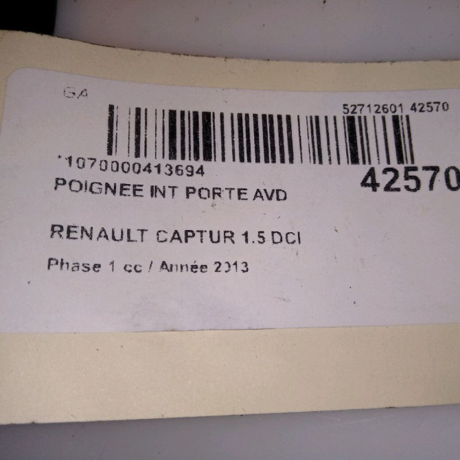 Poignee int porte avd occasion RENAULT CAPTUR Phase 1 02-2013->... 1.5 DCI 90ch 806701025R 4