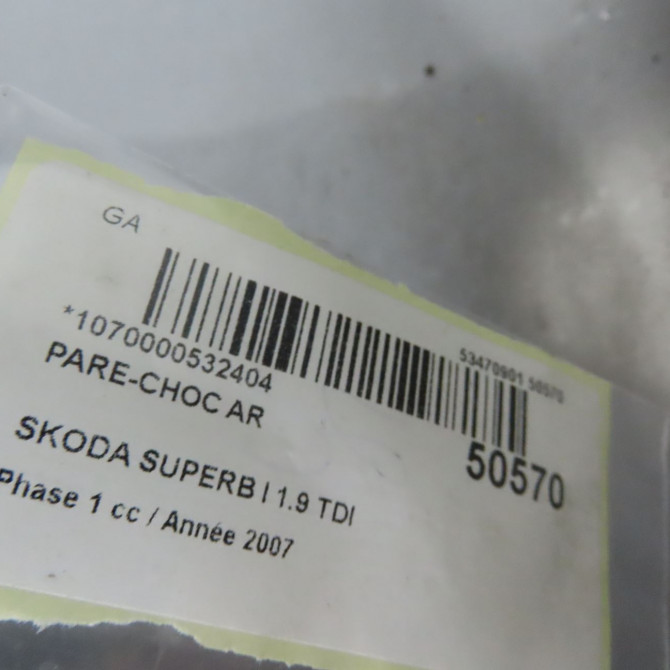 Pare-choc arrière occasion SKODA SUPERB I Phase 1 06-2002->06-2008 1.9 TDI 130ch 3U5807417 7