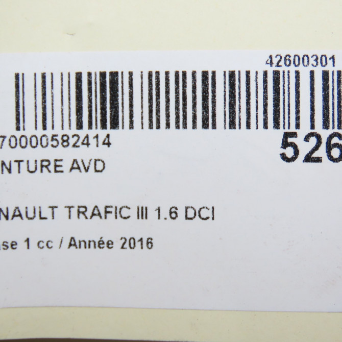 Ceinture avant droite occasion RENAULT TRAFIC III Phase 1 06-2014->... 1.6 DCI 145ch 868844699R 6