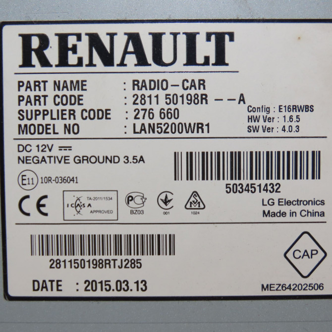 Autoradio occasion RENAULT CAPTUR Phase 1 02-2013->... 0.9 90 ch 281156367R 5