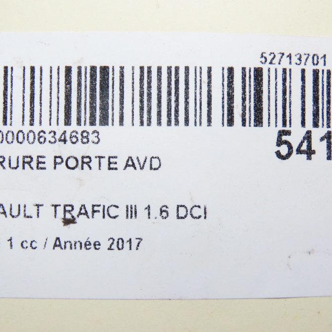 Serrure porte avd occasion RENAULT TRAFIC III Phase 1 06-2014->... 1.6 DCI 120ch 805027088R 8