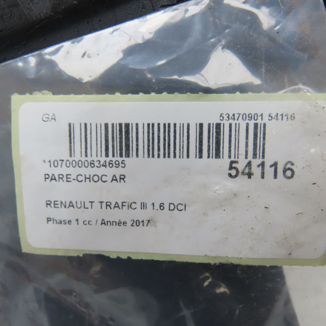 Pare-choc arrière occasion RENAULT TRAFIC III Phase 1 06-2014->... 1.6 DCI 120ch 850229508R 7