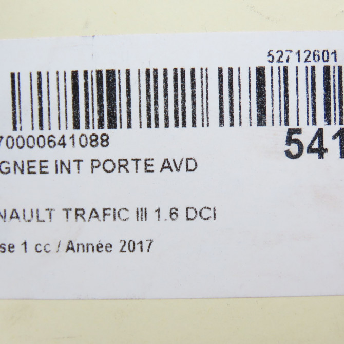Poignee int porte avd occasion RENAULT TRAFIC III Phase 1 06-2014->... 1.6 DCI 120ch 806701025R 4