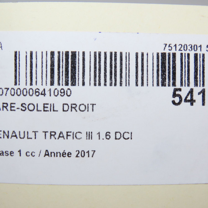 Pare-soleil droit occasion RENAULT TRAFIC III Phase 1 06-2014->... 1.6 DCI 120ch 964001235R 4