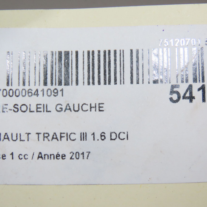 Pare-soleil gauche occasion RENAULT TRAFIC III Phase 1 06-2014->... 1.6 DCI 120ch 964011382R 4