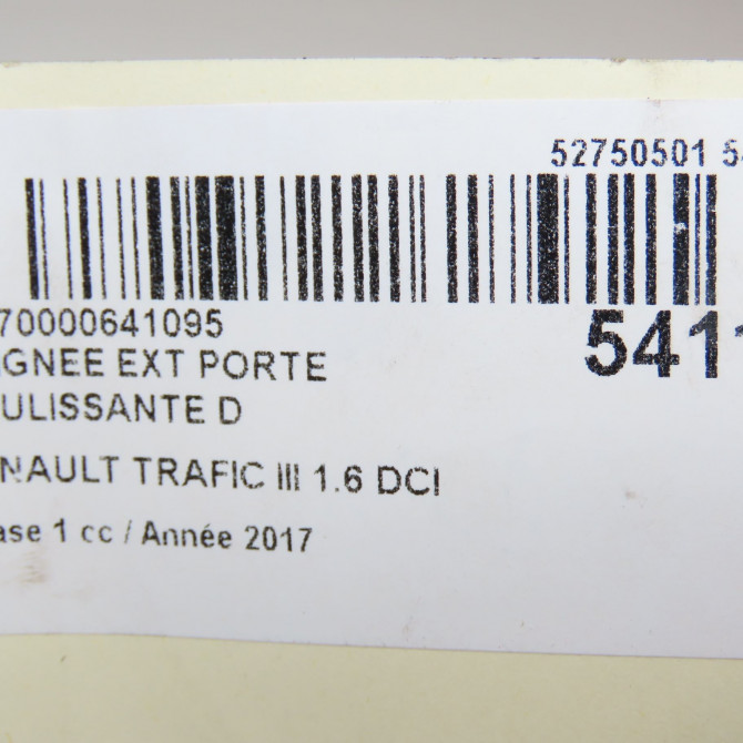 Poignee ext porte coulissante d occasion RENAULT TRAFIC III Phase 1 06-2014->... 1.6 DCI 120ch 4