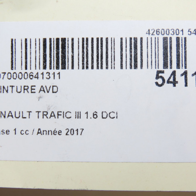 Ceinture avant droite occasion RENAULT TRAFIC III Phase 1 06-2014->... 1.6 DCI 120ch 868844699R 5