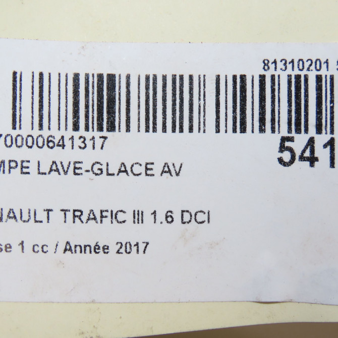 Pompe lave-glace avant occasion RENAULT TRAFIC III Phase 1 06-2014->... 1.6 DCI 120ch 289201334R 5