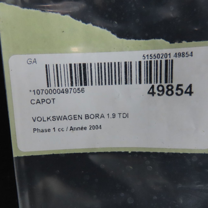 Capot occasion VOLKSWAGEN BORA Phase 1 10-1998->12-2005 1.9 TDI 100ch 1J5823031B 7