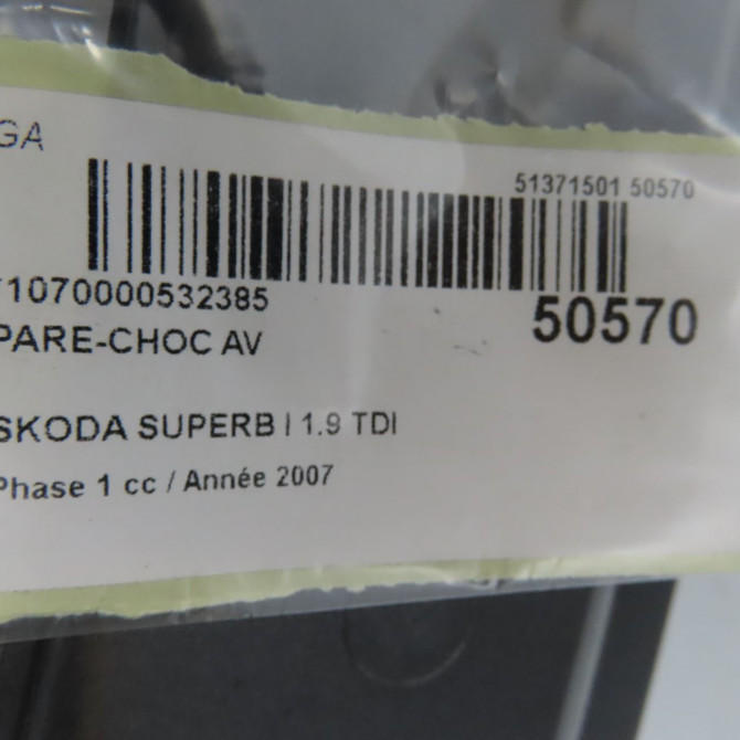 Pare-choc avant occasion SKODA SUPERB I Phase 1 06-2002->06-2008 1.9 TDI 130ch 3U0807217 7