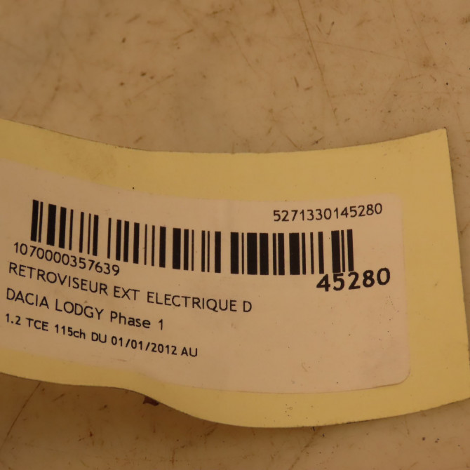 Retroviseur exterieur electrique droit occasion DACIA LODGY Phase 1 01-2012->... 1.2 TCE 115ch 963010710R 4