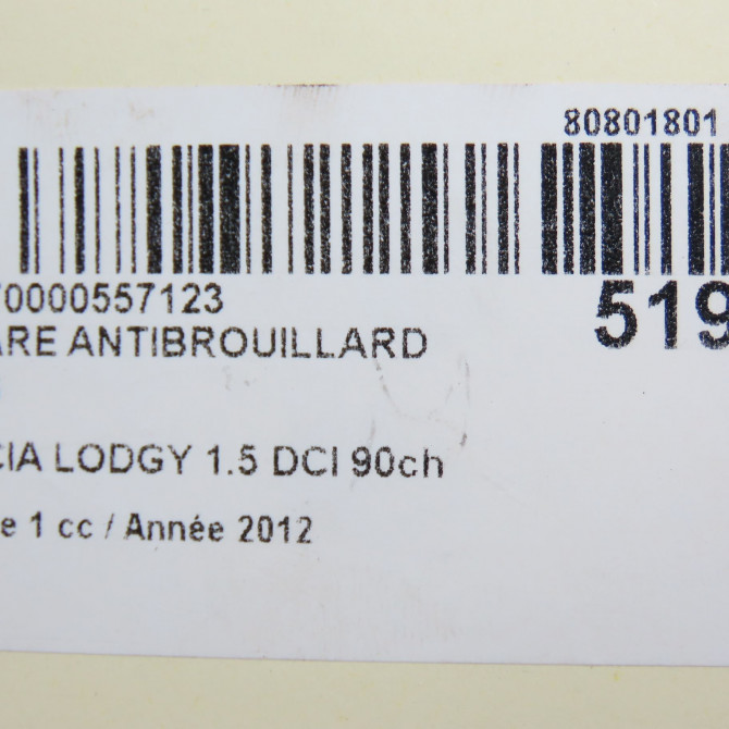 Phare antibrouillard avant gauche occasion DACIA LODGY Phase 1 01-2012->... 1.5 DCI 90ch 261507817R 6