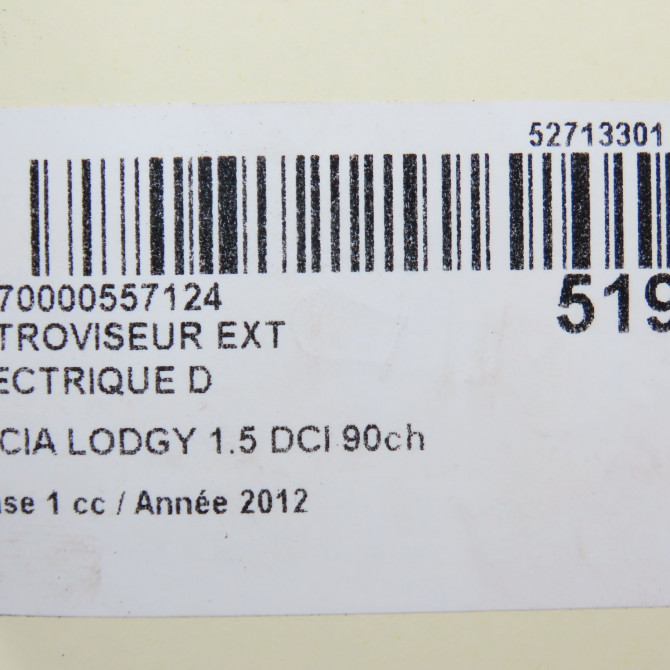 Retroviseur exterieur electrique droit occasion DACIA LODGY Phase 1 01-2012->... 1.5 DCI 90ch 963010710R 6