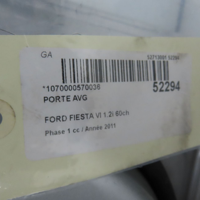 Porte avant gauche occasion FORD FIESTA VI Phase 1 10-2008->11-2012 1.2i 60ch Ambiente 1806118 7