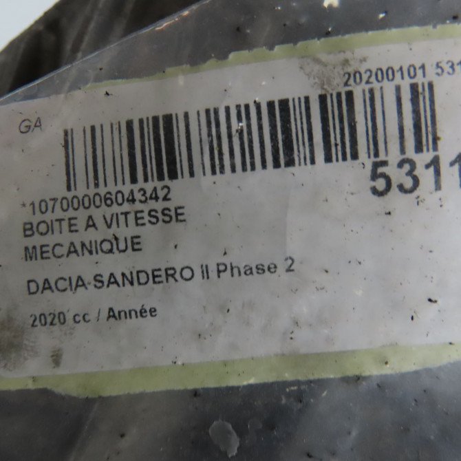 Boîte à vitesse mecanique occasion DACIA SANDERO II Phase 2 02-2017->... 320109299R 7