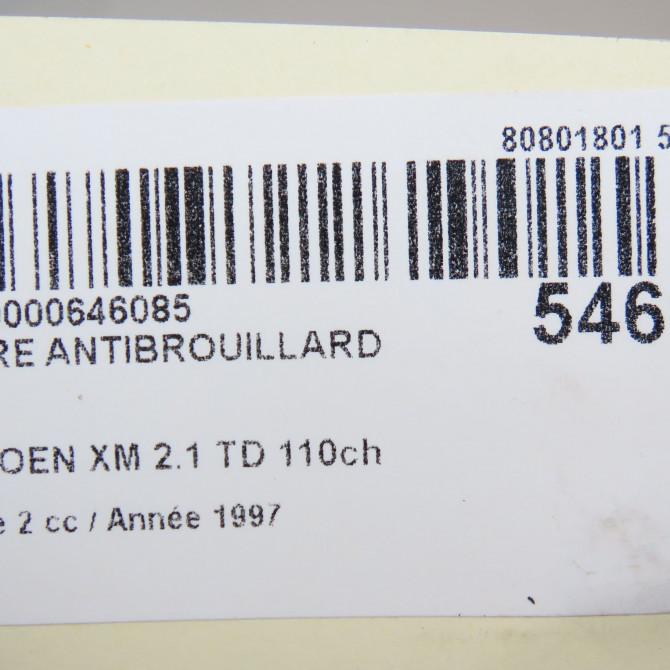 Phare antibrouillard avant gauche occasion CITROEN XM Phase 2 07-1994->03-2001 2.1 TD 110ch 5