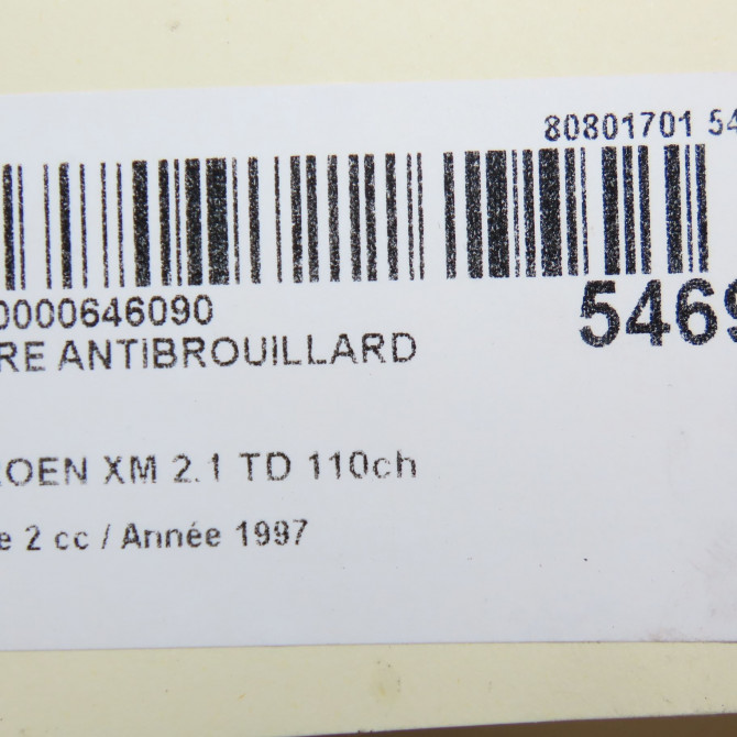 Phare antibrouillard avant droit occasion CITROEN XM Phase 2 07-1994->03-2001 2.1 TD 110ch 4