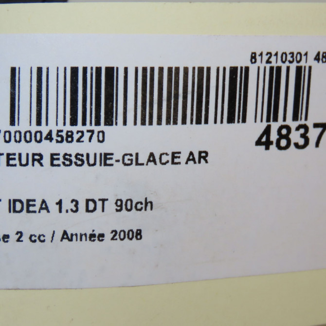 Moteur essuie-glace arrière occasion FIAT IDEA Phase 1 04-1995->04-1999 1.3 DT 90ch 51848464 6