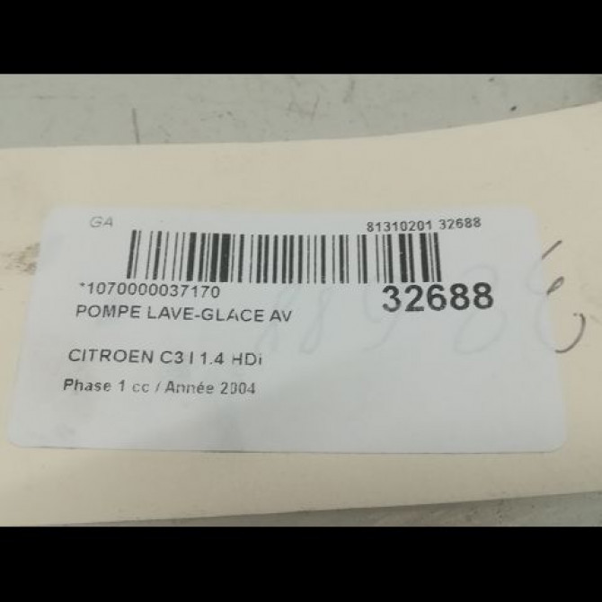 Pompe lave-glace avant occasion CITROEN C3 I Phase 1 04-2002->10-2005 1.4 HDi 643475 3