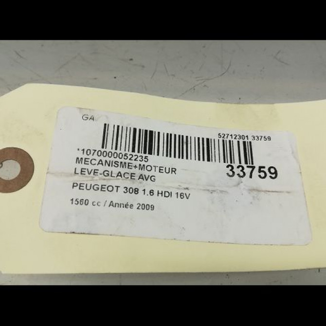 Mecanisme+moteur leve-glace avg occasion PEUGEOT 308 I Phase 1 09-2007->03-2011 1.6 HDI 8v 90ch 9221CW 6
