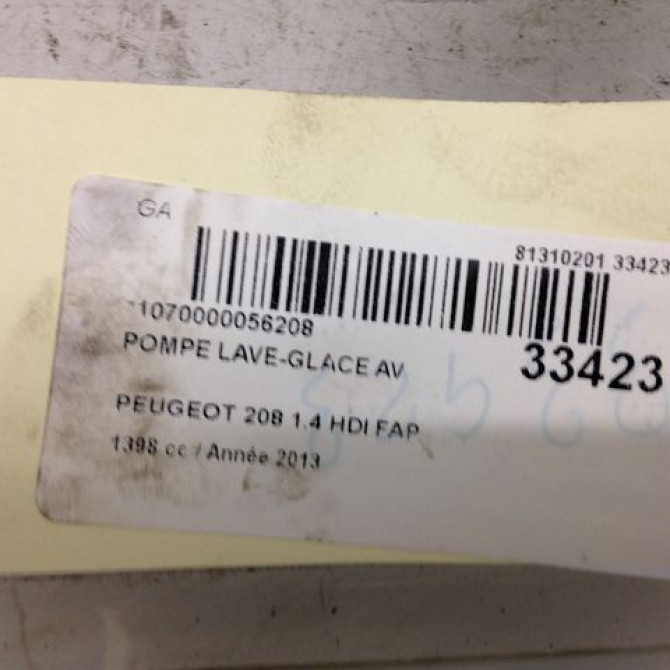 Pompe lave-glace avant occasion PEUGEOT 208 208 Phase 1 2012-03-01->2015-09-30 1.4 HDI 68ch 643475 2