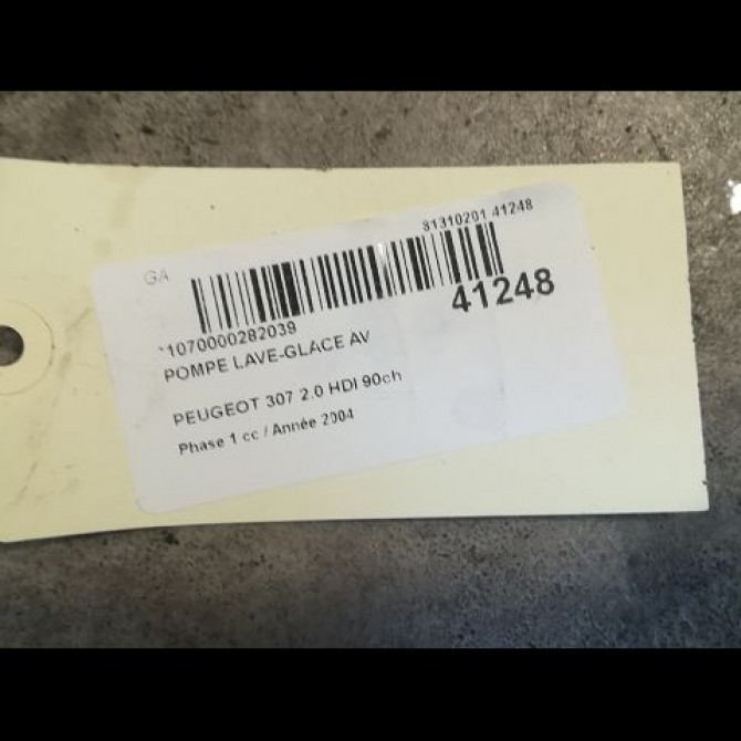 Pompe lave-glace avant occasion PEUGEOT 307 Phase 1 04-2001->06-2005 2.0 HDI 90ch 643475 2