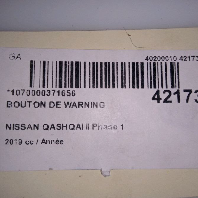Bouton de warning occasion NISSAN QASHQAI II Phase 1 02-2014->... 252904BA0A 4