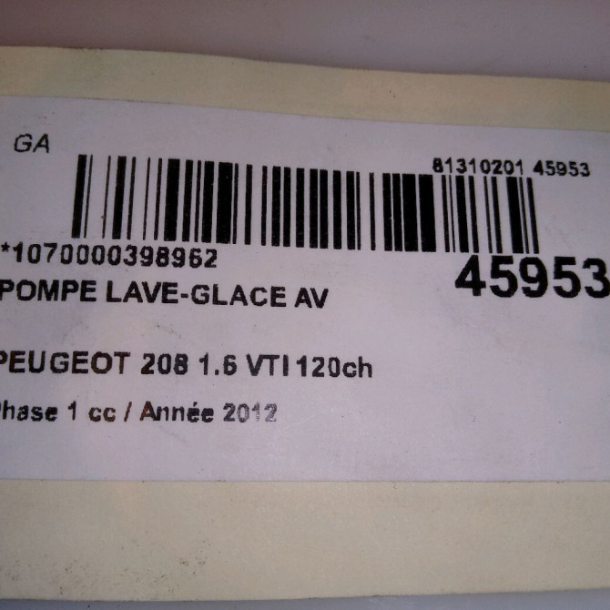 Pompe lave-glace avant occasion PEUGEOT 208 208 Phase 1 2012-03-01->2015-09-30 1.6 VTI 120ch 643475 5