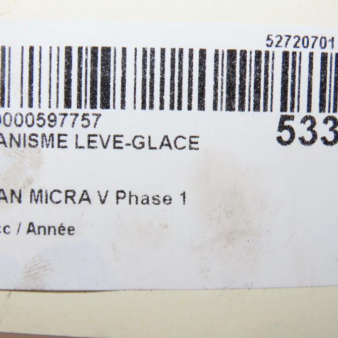 Mecanisme leve-glace arrière droit occasion NISSAN MICRA V Phase 1 02-2017->... 827205FA0A 4