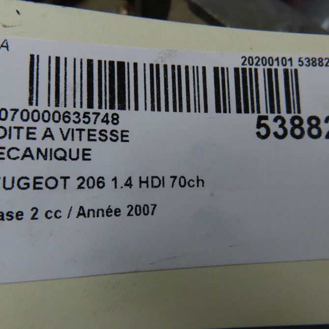 Boîte à vitesse mecanique occasion PEUGEOT 206 Phase 2 02-2003->02-2009 1.4 HDI 70ch 2222WY 7