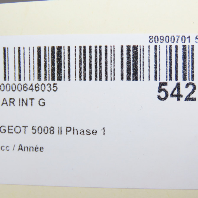 Feu arrière interieur gauche occasion PEUGEOT 5008 II Phase 1 10-2016->... 9811027880 6