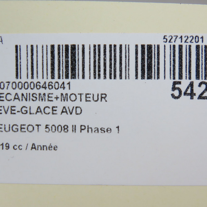 Mecanisme + moteur lève-glace avant droit occasion PEUGEOT 5008 II Phase 1 10-2016->... 9840196880 8