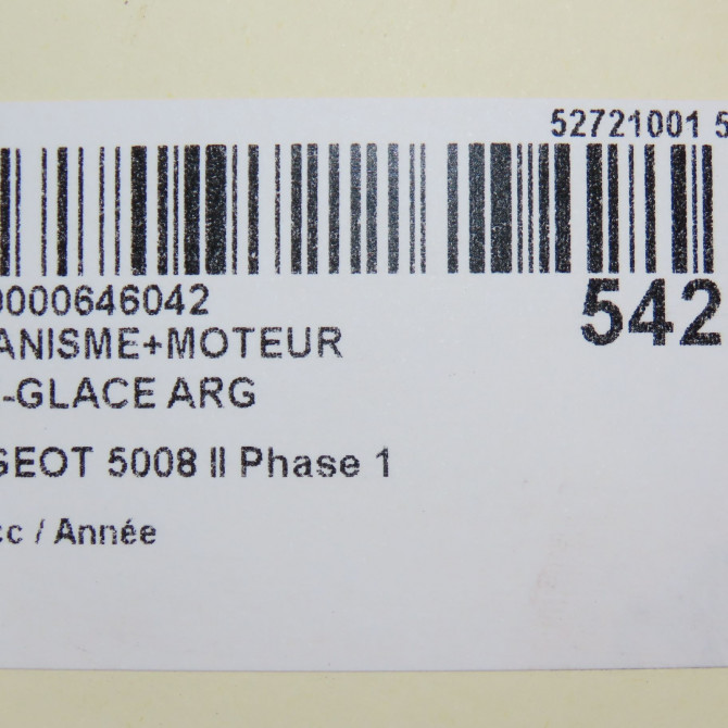 Mecanisme+moteur leve-glace arg occasion PEUGEOT 5008 II Phase 1 10-2016->... 9840190480 8