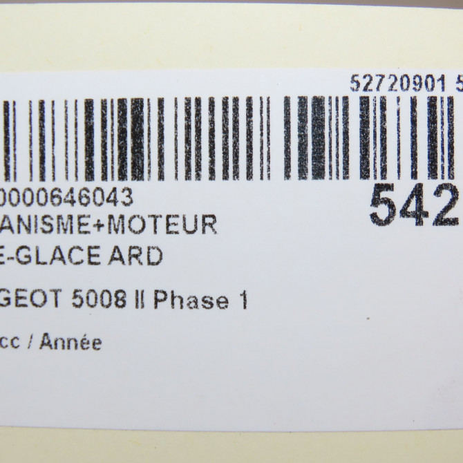 Mecanisme+moteur leve-glace ard occasion PEUGEOT 5008 II Phase 1 10-2016->... 9840190380 8