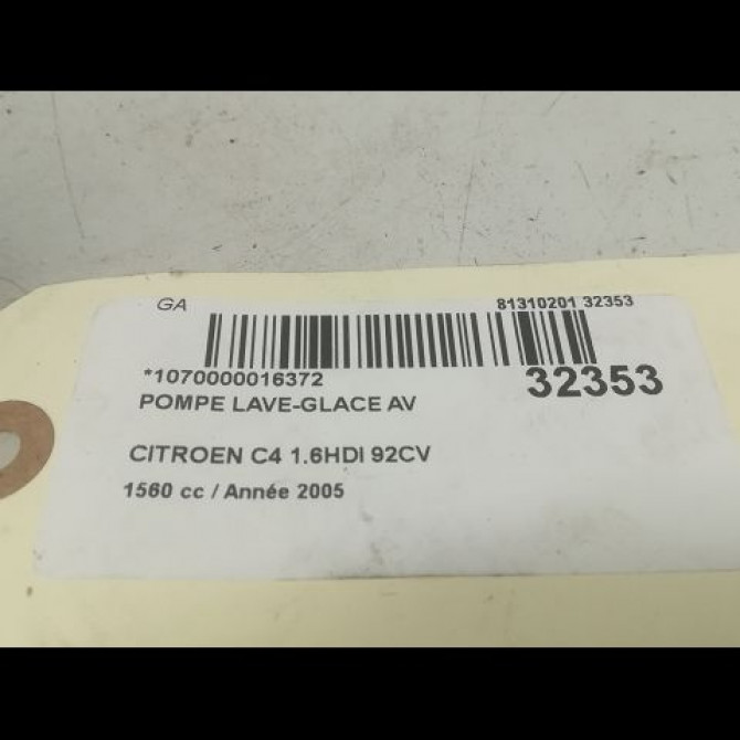 Pompe lave-glace avant occasion CITROEN C4 I Phase 1 11-2004->07-2008 1.6 HDi 110ch 643475 3