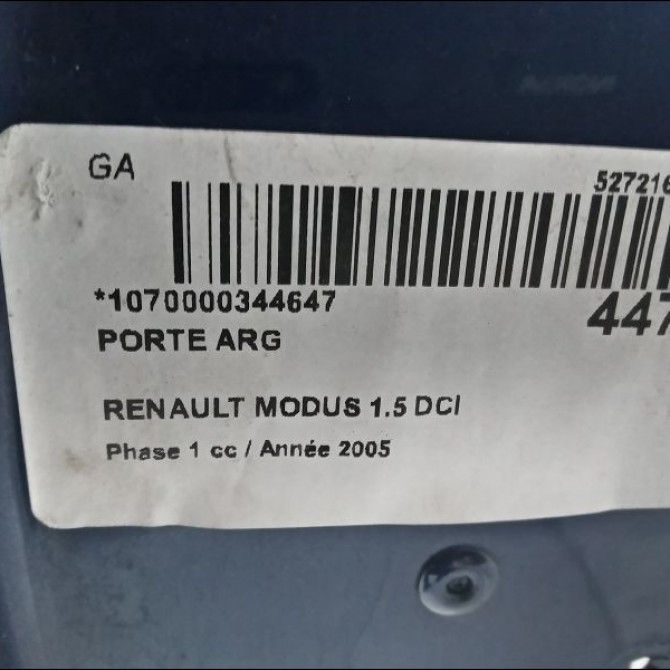 Porte arrière gauche occasion RENAULT MODUS Phase 1 09-2004->12-2007 1.5 DCI 65ch 821014278R 3