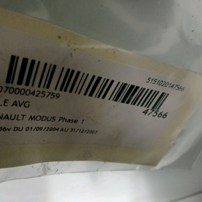 Aile avant gauche occasion RENAULT MODUS Phase 1 09-2004->12-2007 1.4i 16v 631019020R 3
