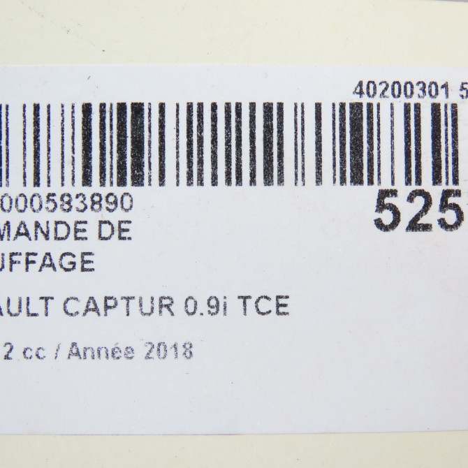 Commande de chauffage occasion RENAULT CAPTUR Phase 1 04-1995->04-1999 0.9i TCE 90ch 275700653R 5